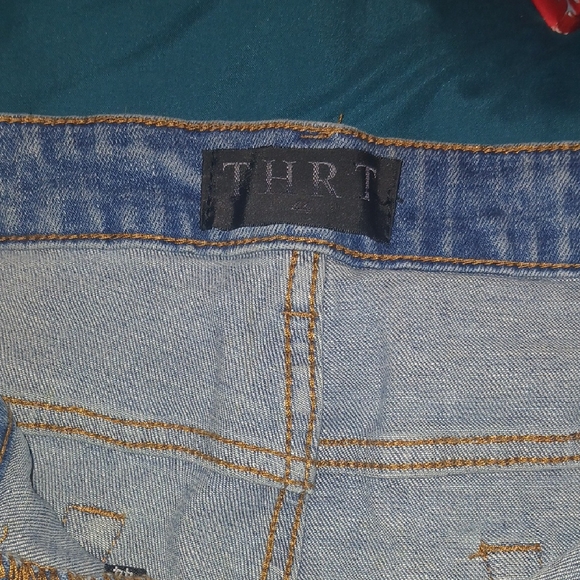 Blue Skinny Jeans with Contrast Stitching